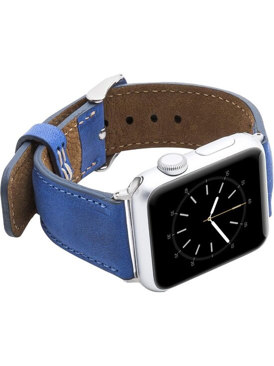 Stylish Antique Dark Blue Leather Apple Watch Band 49mm 45mm 44mm 42mm - iWatch main image 6